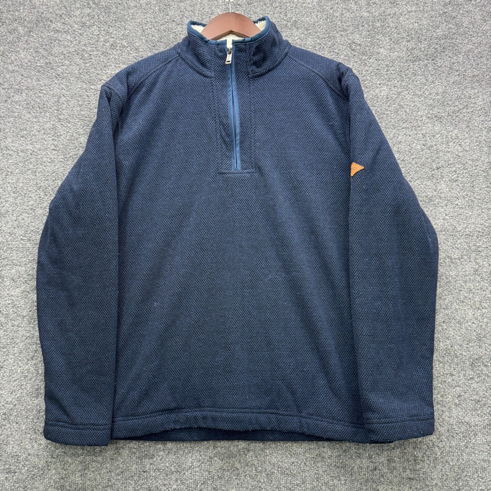 Orvis Classic Collection Quarter Zip Pullover Mens M Navy Sherpa Lined Outdoor